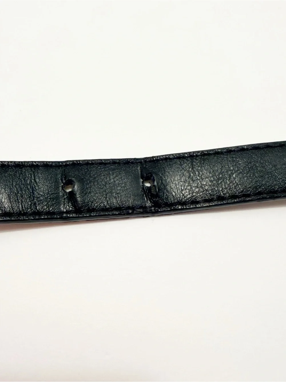 Steve Madden Black Slim Leather Belt with Silver Buckle